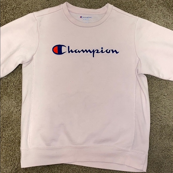 baby pink champion sweatshirt